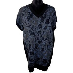 WhimsiGoth Fairycore Lysse Women's Sweater Vest Medium V Neck Black Blue